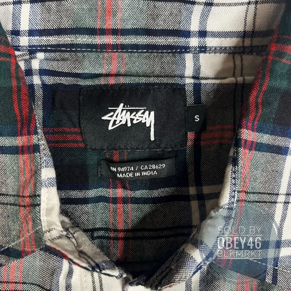 New Stussy Standard Plaid Flannel Shirt Button Up Size S - Picture 2 of 6